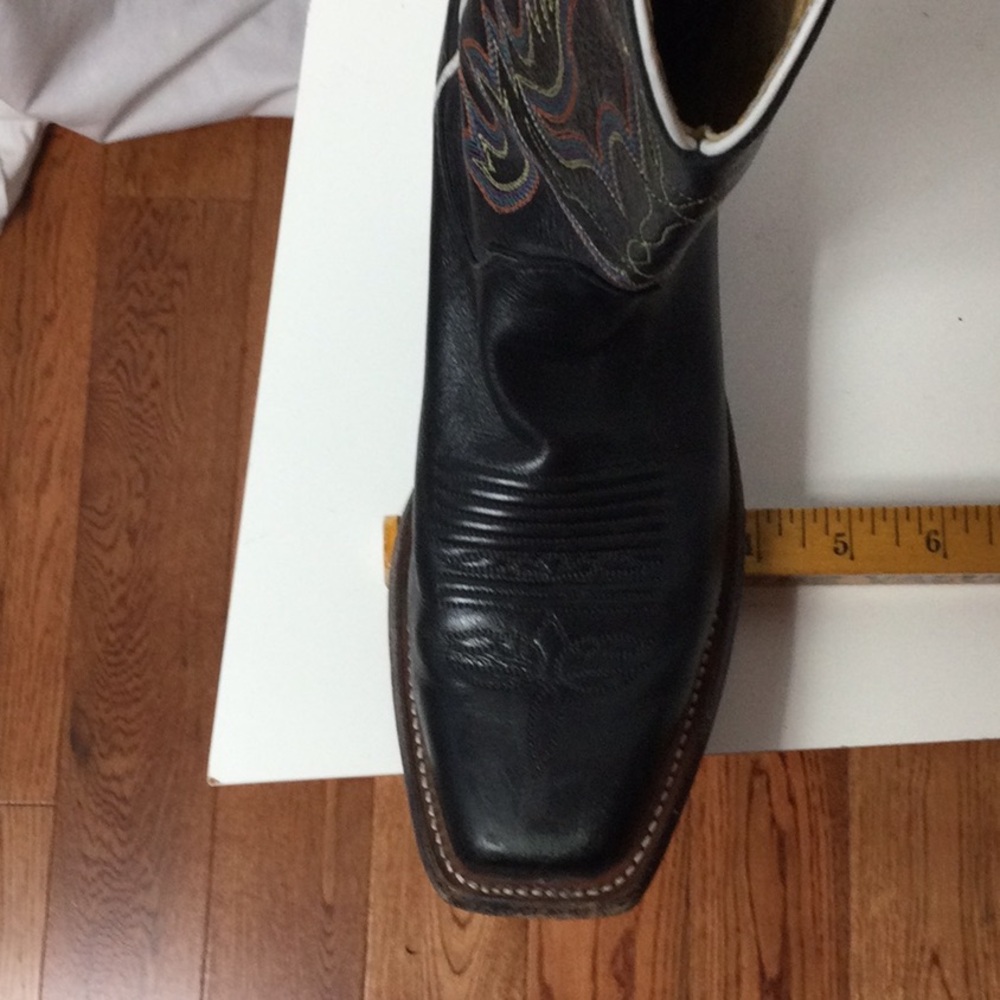 Justin Boots Black Leather Cowgirl Boots - Picture 10 of 10